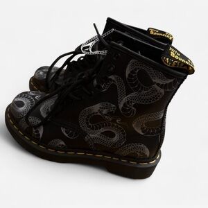 Dr. Martens Black Boots with Snake Pattern